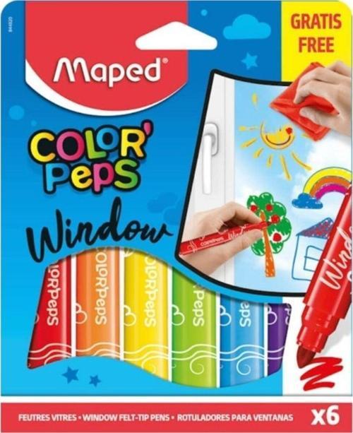 Color Peps Keçeli Cam Boyası Kalemi + Fiber Bez 6 Renk 3154148448204