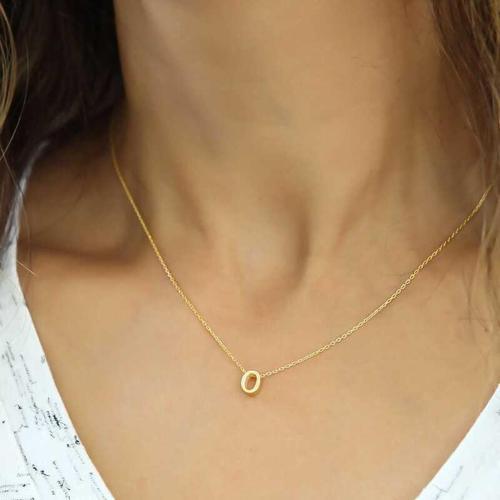 Gümüş Gold 3 Boyutlu P Harf Bayan Kolye