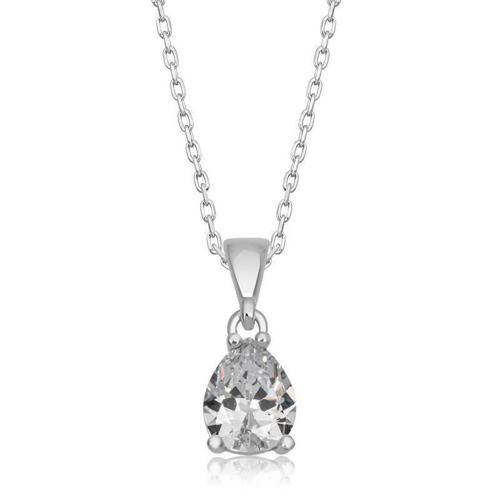 Gümüş Gold Oval Zirkon Taşlı Kadın Kolye