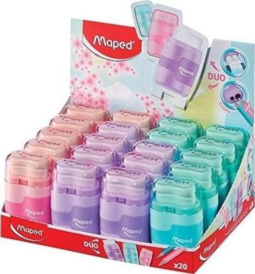 Connect Çift Delikli Silgili Kalemtıraş Pastel Renkler (20 Li Paket) 049231
