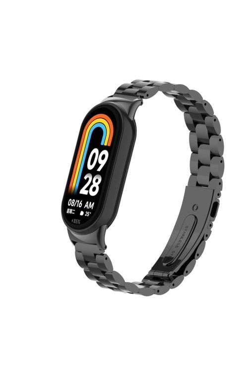 Xiaomi Mi Band 8/Mi Band 9 İle Uyumlu Ayarlanabilir Paslanmaz Çelik Kordon + Kordon Ayarlama Aparatı