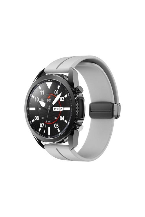 Samsung Galaxy Gear S3 Frontier Uyumlu 22Mm Silikon Magnet Kordon(Güçlü Mıknatıs)