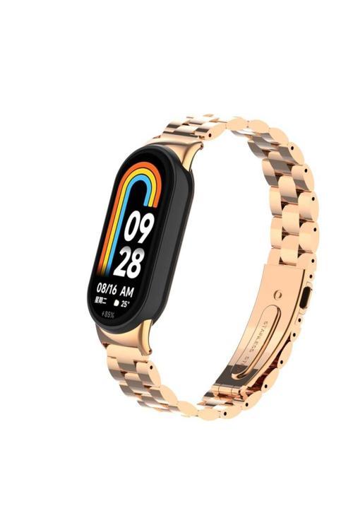 Xiaomi Mi Band 8/Mi Band 9 İle Uyumlu Ayarlanabilir Paslanmaz Çelik Kordon + Kordon Ayarlama Aparatı