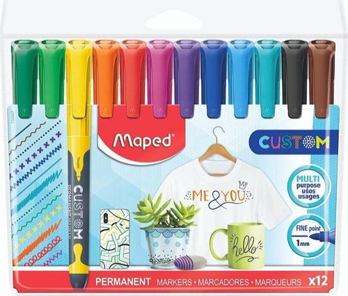 Permanent Marker Kalem İnce Uçlu Askılı Paket 12 Renk 3154147345474
