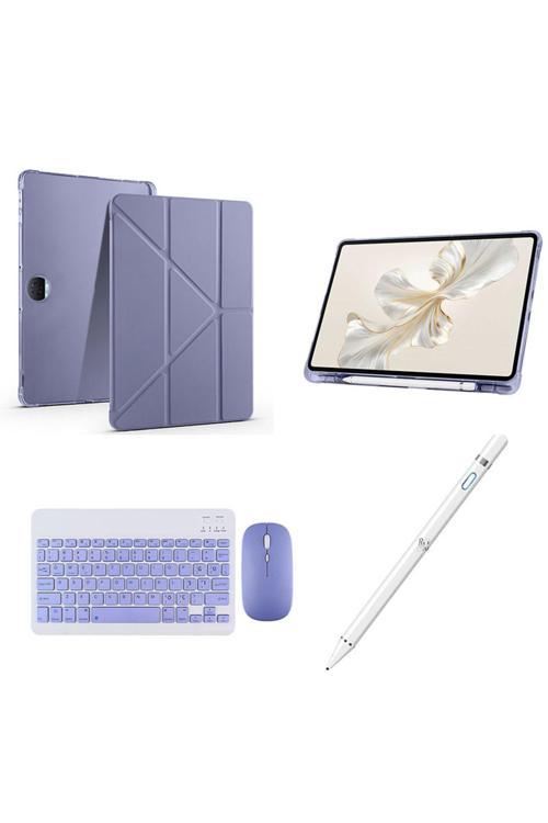 Honor Pad 9 İle Uyumlu 12.1 İnç  Standlı Kılıf Dokunmatik Kalem Ve Klavye Mouse 3'Lü Set