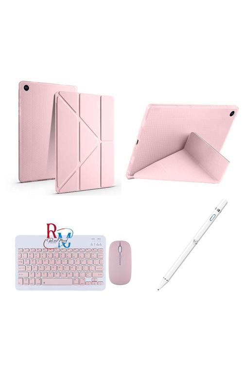 Samsung Galaxy Tab A9 X110 İle Uyumlu Standlı Kılıf Dokunmatik Kalem Ve Klavye Mouse 3'Lü Set