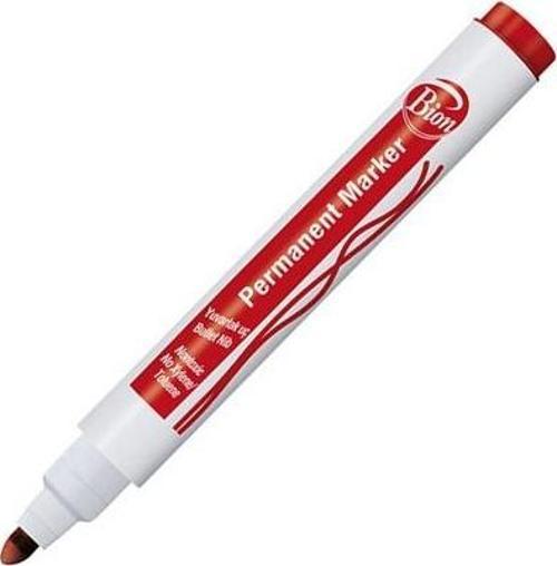 Bion Permanent Markör Kalem (Koli Kalemi) Yuvarlak Uçlu Kırmızı 9175 (12 Li Paket)