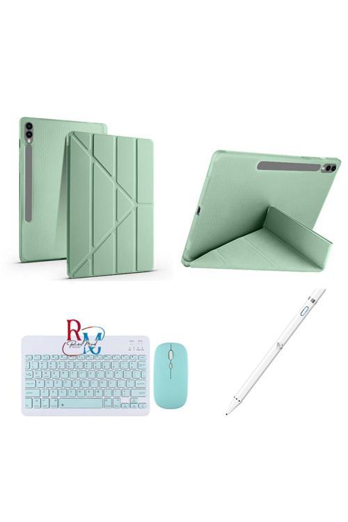 Galaxy Tab S9 Fe Plus 12.4 İnç Uyumlu Standlı Kılıf Dokunmatik Kalem Ve Klavye Mouse 3Lü Set