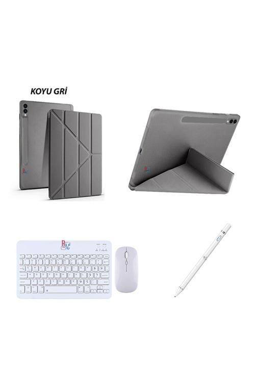 Galaxy Tab S9 Plus 12.4 İnç Uyumlu Standlı Kılıf Dokunmatik Kalem Ve Klavye Mouse 3 Lü Set