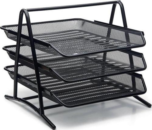 Evrak Rafı Metal Perforeli 3 Katlı Siyah 523