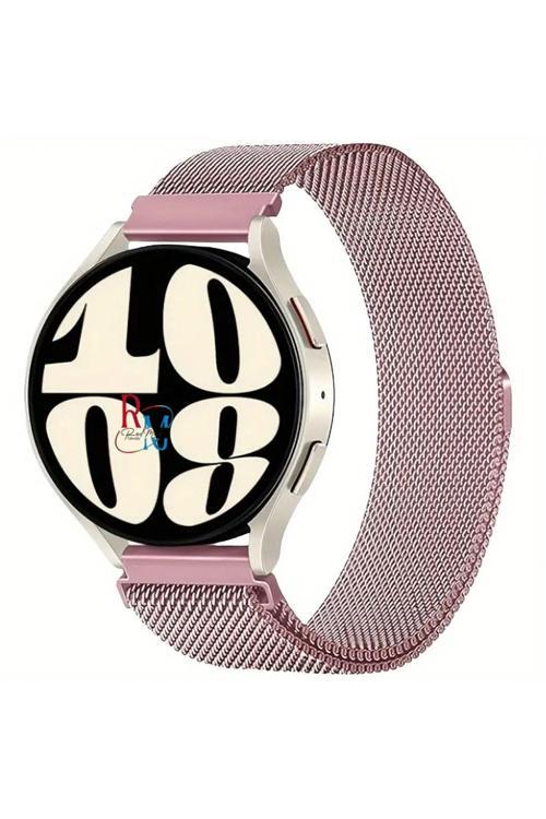 Samsung Galaxy Watch 5 Pro 45 Mm Uyumlu Kordon Güçlü Mıknatıs 20 Mm Metal Hasır Kordon