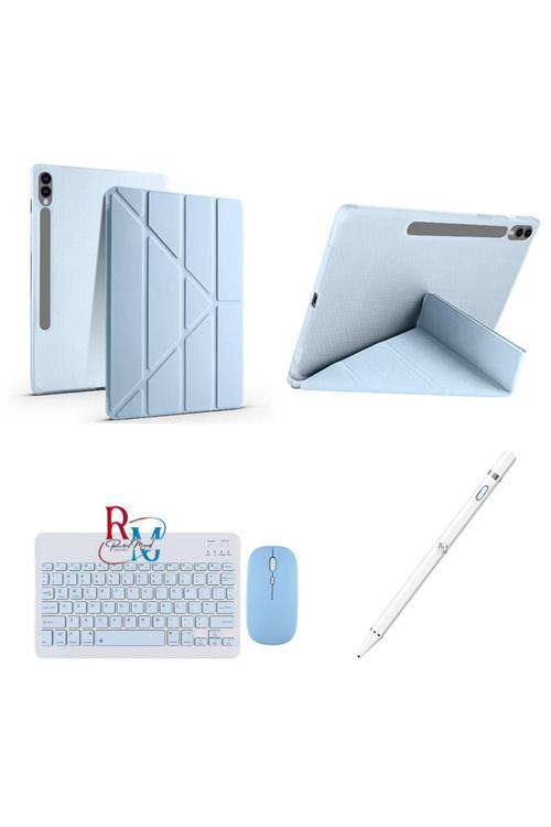 Samsung Galaxy Tab S9 Fe Plus 12.4 İnç Uyumlu Standlı Kılıf Dokunmatik Kalem Ve Klavye Mouse 3Lü Set
