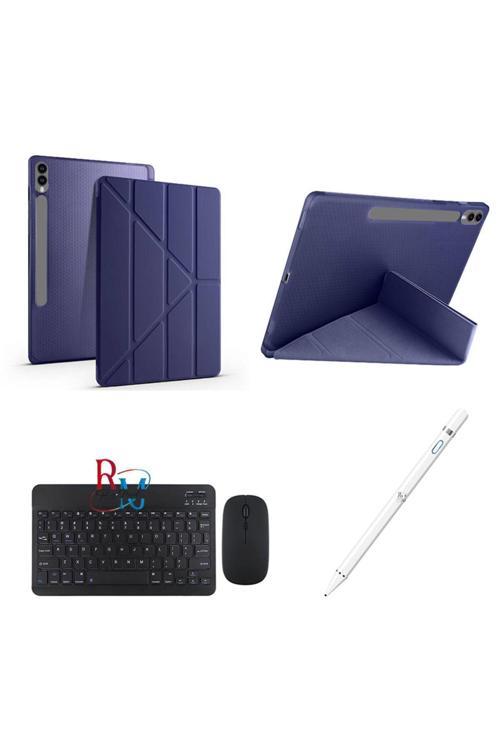 Samsung Galaxy Tab S9 Fe Plus 12.4 İnç Uyumlu Standlı Kılıf Dokunmatik Kalem Ve Klavye Mouse 3Lü Set