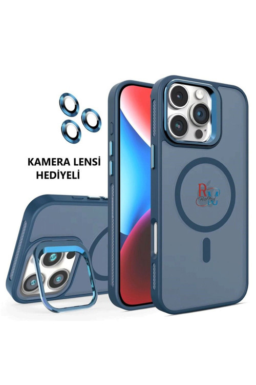 İphone 16 Pro Max Uyumlu Cloud Standlı Magsafe Uyumlu Entegre Kamera Standlı Silikon Telefon Kılıfı