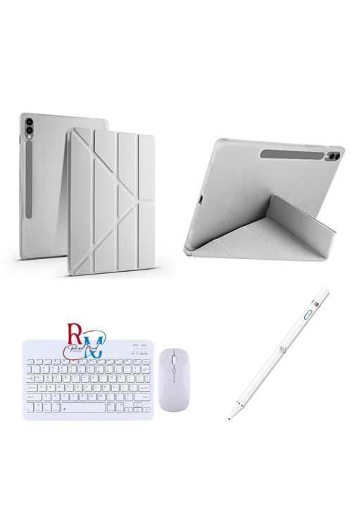 Samsung Galaxy Tab S9 Plus 12.4 İnç Uyumlu Standlı Kılıf Dokunmatik Kalem Ve Klavye Mouse 3 Lü Set