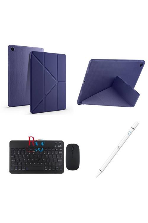 Samsung Galaxy Tab A9 X110 İle Uyumlu Standlı Kılıf Dokunmatik Kalem Ve Klavye Mouse 3'Lü Set