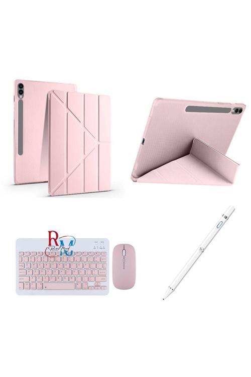 Samsung Galaxy Tab S9 Fe Plus 12.4 İnç Uyumlu Standlı Kılıf Dokunmatik Kalem Ve Klavye Mouse 3Lü Set