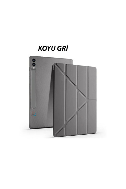 Samsung Galaxy Tab S10 Plus S9 Fe Plus 12.4 İnç Uyumlu Kılıf Üçgen Standlı Kalem Bölmeli Kılıf