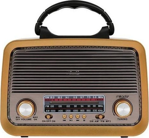 Mdr-99 Ahşap Usb-Tf Destekli Bluetooth Fm-Am-Sw 3 Band Klasik Radyo