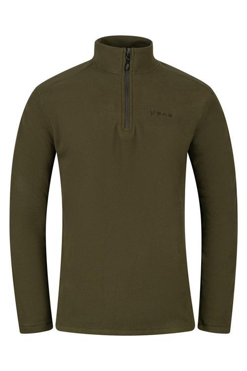 Cedric Erkek Yarım Fermuarlı İnce Polar Sweatshirt Haki