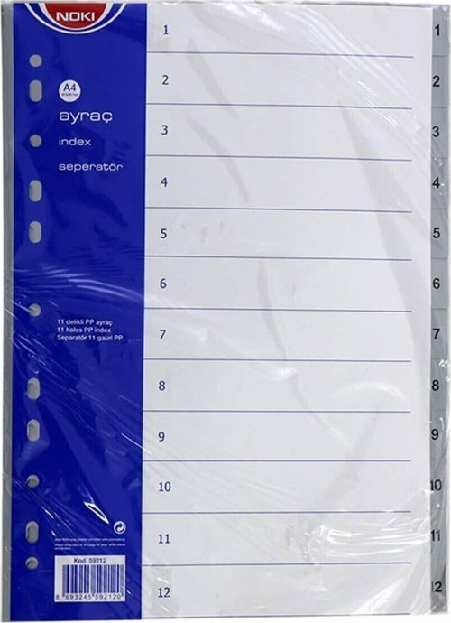 A4 Seperatör 1-12 Rakamlı Plastik A4 59212