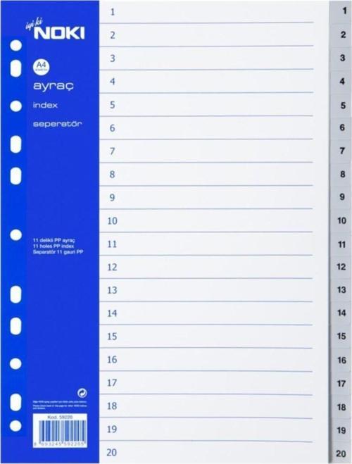 A4 Seperatör 1-20 Rakamlı Plastik A4 59220