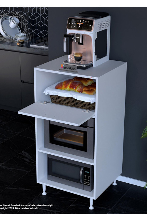 Silva Tek Kapaklı 59,6 x 119,2 x 56 cm Mini Fırın Mikrodalga Fırın Dolabı Çok Amaçlı Mutfak Dolabı
