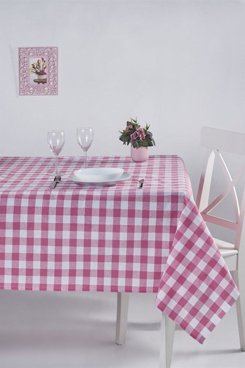 Pembe/Beyaz Kareli Masa Örtüsü - Çok Amaçlı Piknik & Mutfak Masa Örtüsü