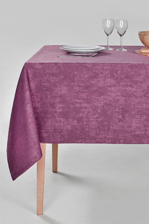 Jakarlı Mürdüm Masa Örtüsü - Şık Ve Leke Tutmaz Milano Tasarım - 150X215 Cm