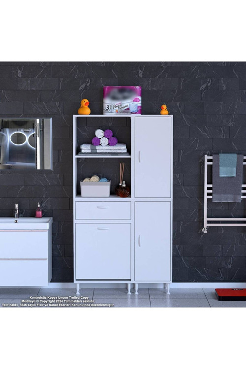 Mis Urla Yenice 90 x 183 x 31,5 cm Kirli Çamaşır Dolabı Sepetli Banyo Dolabı