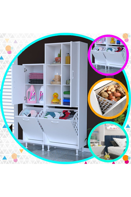MİS Urla YENİCE 97 x 165 cm Sepetli Dolap Banyo Dolabı Çok Amaçlı Dolap Oyuncak Dolabı