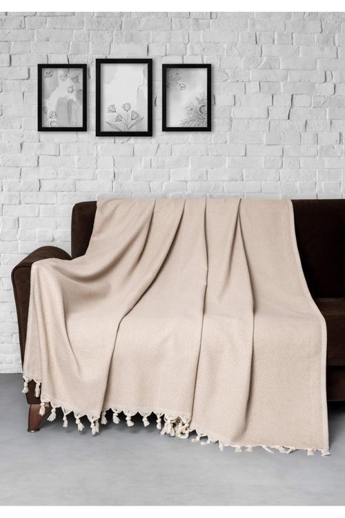 Trendy Koltuk Örtüsü Bej 2'Li Set 170X300Cm