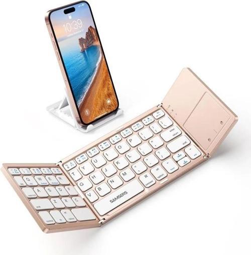 Touchpadli Katlanabilir Bluetooth Klavye BT x 1 Rose Gold
