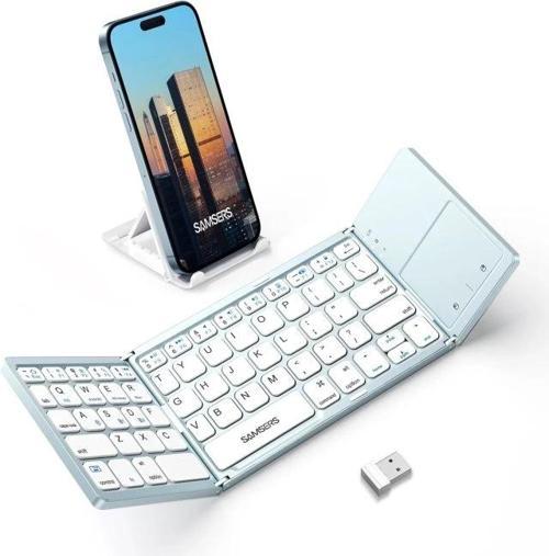 Touchpadli Katlanabilir Bluetooth Klavye Sky Blue