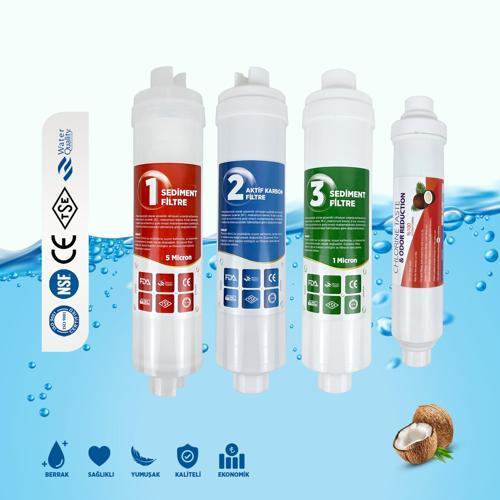 Su Arıtma Cihazı Için Inline 4 Lü Filtre Seti -Ideal Mağaza