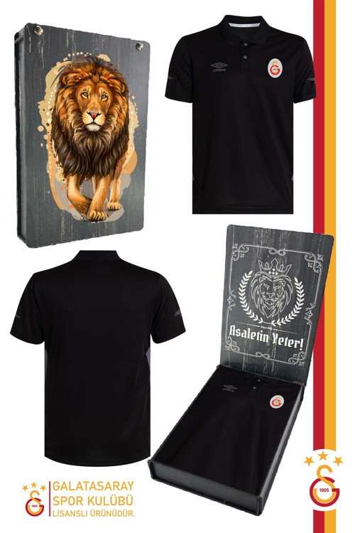 Orijinal Lisanslı Polo Yaka Siyah T-Shirt Ahşap Kutulu