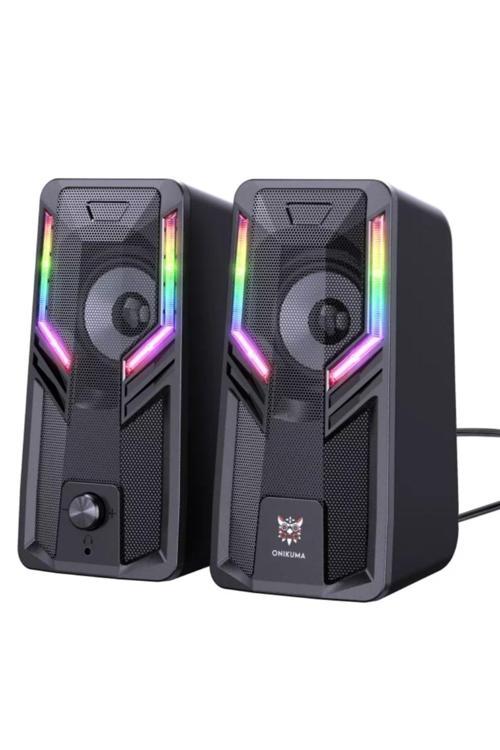 Onıkuma G6 Rgb Atmosfer Işığı Stereo Bas 3.5Mm Aux Usb Kablolu Hoparlör