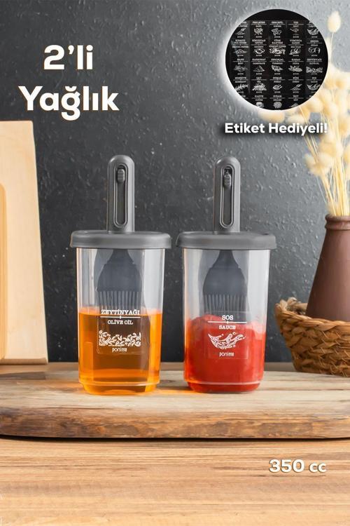 0520 2'li Silikon Fırçalı Yağlık Yağdanlık 350 Cc Antrasi