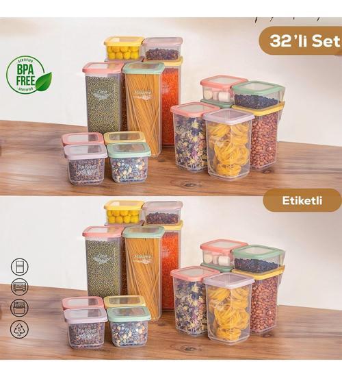 1034 Rainbow 36'lı Etiketli Renkli Erzak Saklama Kabı