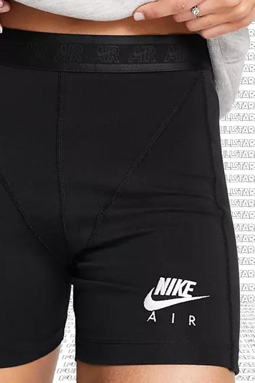 Air Ribbed Legging Shorts in Black Pamuk Polyester Biker Tayt Şort