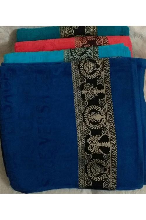 Kadife Plaj Havlusu 146 X 67 Saks 140x70 cm