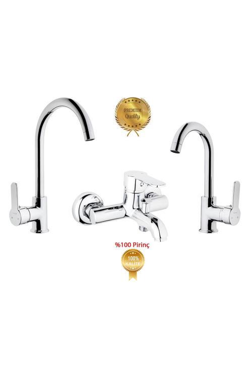 Kare Delta Lavabo,Banyo,Evye Batarya Üçlü Set
