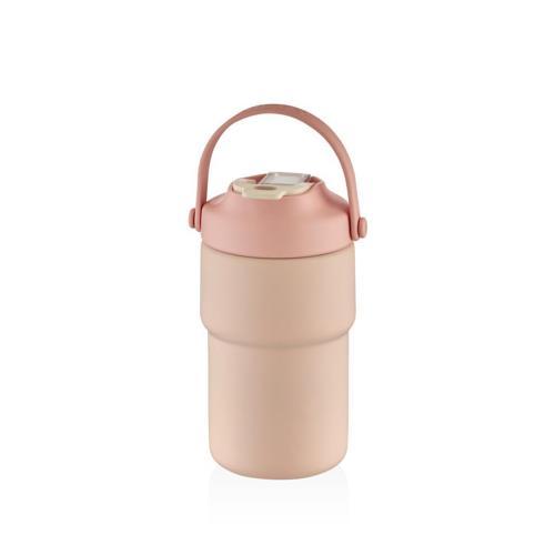 Askılı Mug Çelik Bardak 450Ml Pastel Pembe