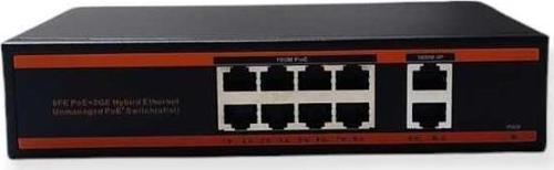 Nd1P802Lfg 8 Port Poe+ 10-100 Mbps 2 Port 10-100-1000 Uplink Switch Hub 150W
