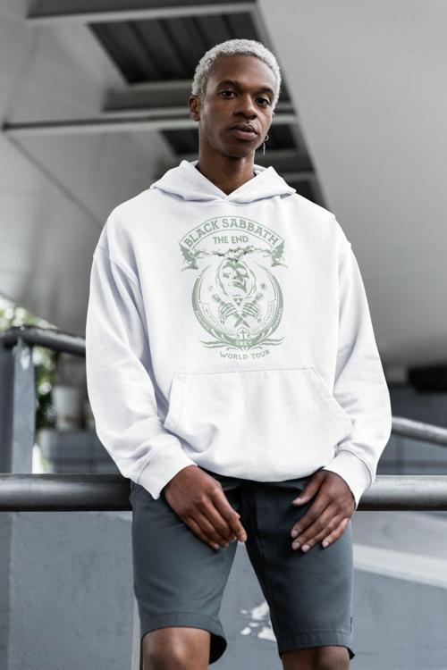Müzik Grubu Black Sabbath Baskılı Unisex Oversize Rock Metal Hoodie Beyaz M
