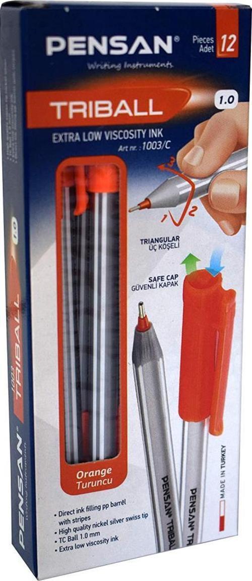 Tükenmez Kalem Triball 1.0 Mm Bilye Uç Oranj Turuncu Pe01003Tkor (12 Li Paket)