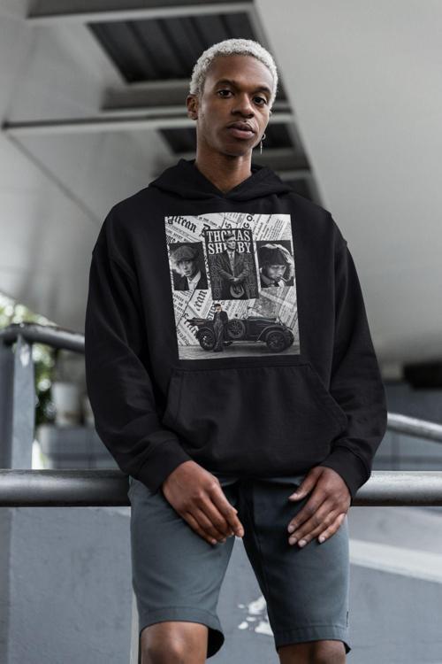 Thomas Shelby Dizi Karakteri Baskılı Unisex Oversize Peaky Blinders Hoodie Siyah XS