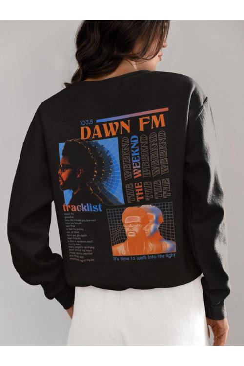 The Weeknd 103.5 Dawn Fm Yazılı Unisex Oversize Rapper Sweatshirt Siyah XS