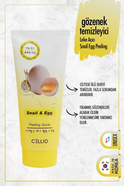 DR. CELLIO Gözenek Temizleyici Ve Küçültücü Leke Açıcı Snail Egg Peeling Scrub 180ml Büyük Boy