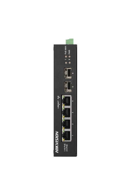 DS-3T0506HP-E/HS 4 Port 2xSFP 60W Gigabit Yönetilmez Endüstriyel PoE Switch